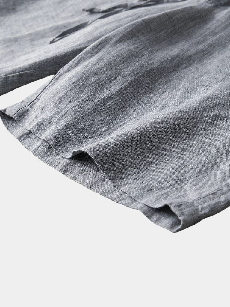 Mikkel | kurze Leinenhose in maritimen Grau