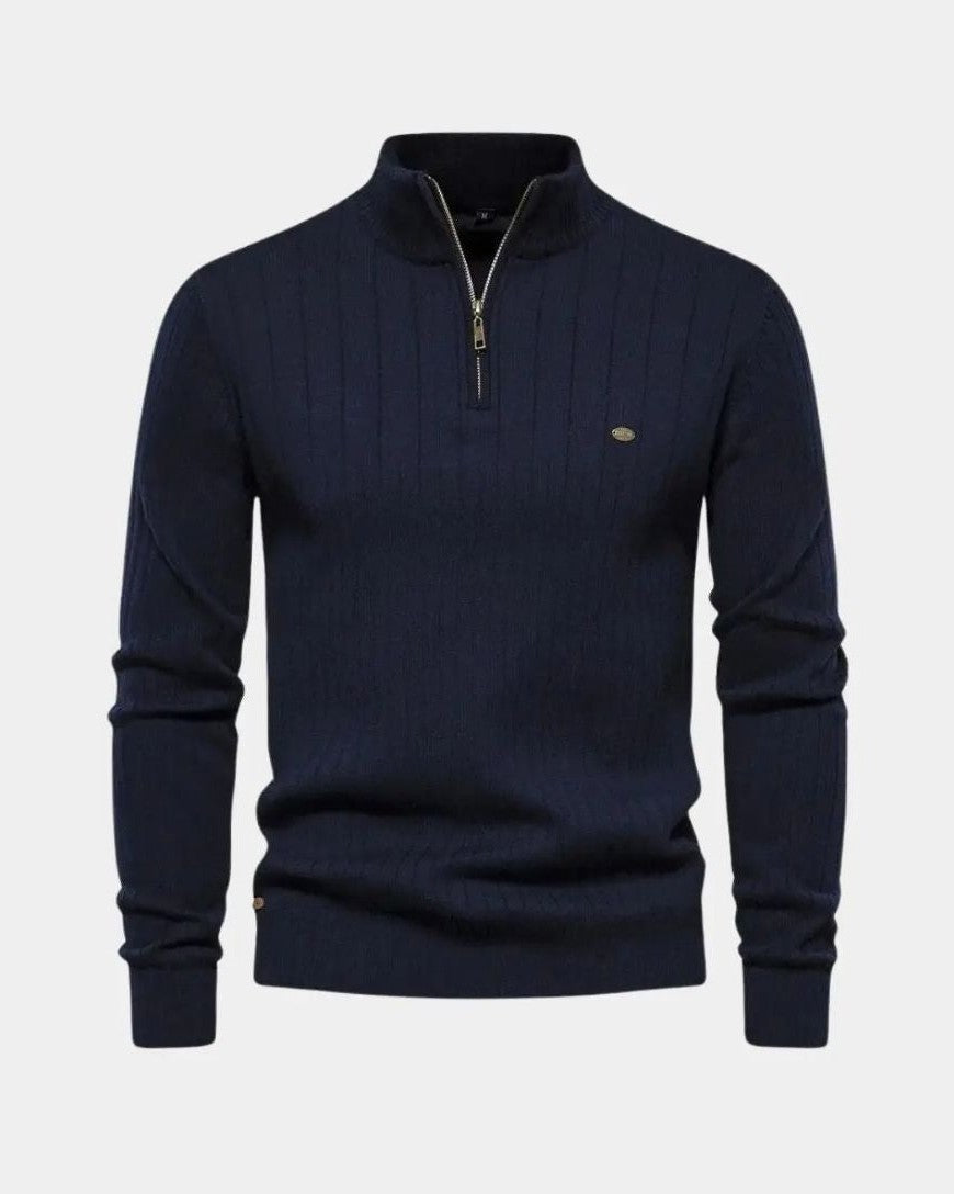 Mikkel | Baumwollpullover mit halbem Reißverschluss
