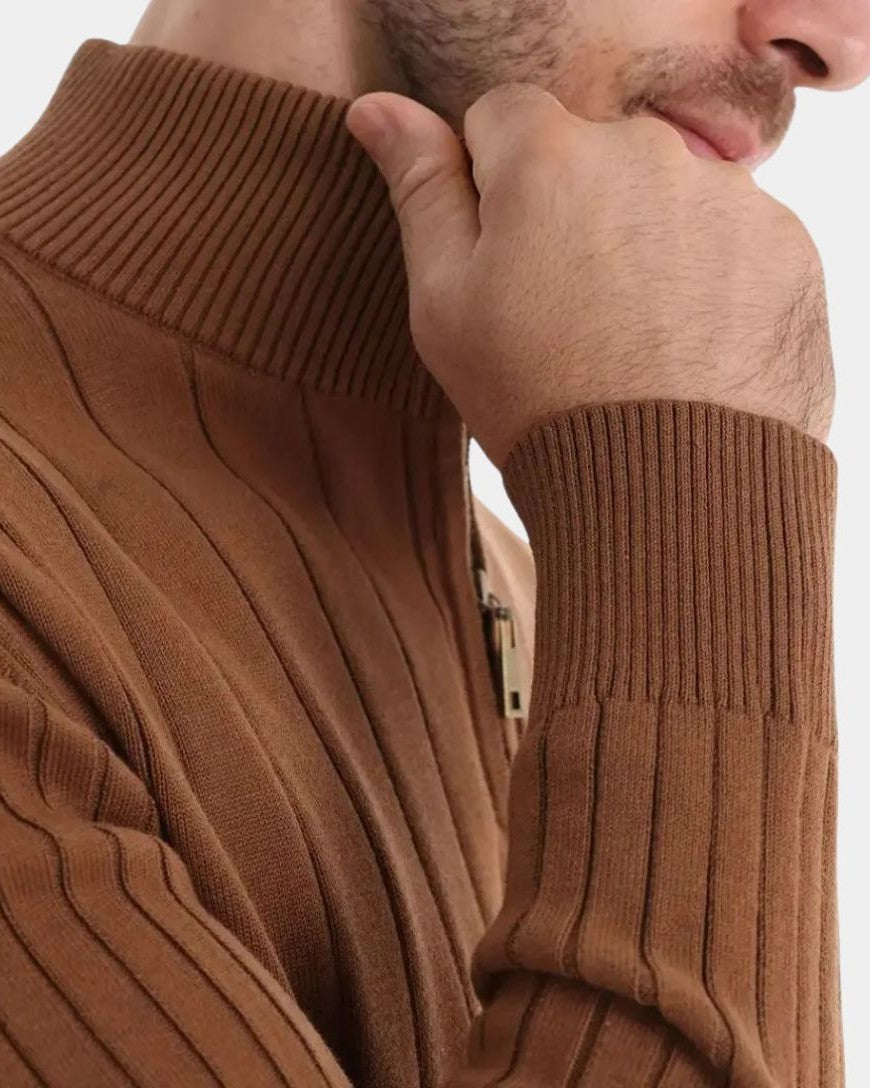 Mikkel | Baumwollpullover mit halbem Reißverschluss