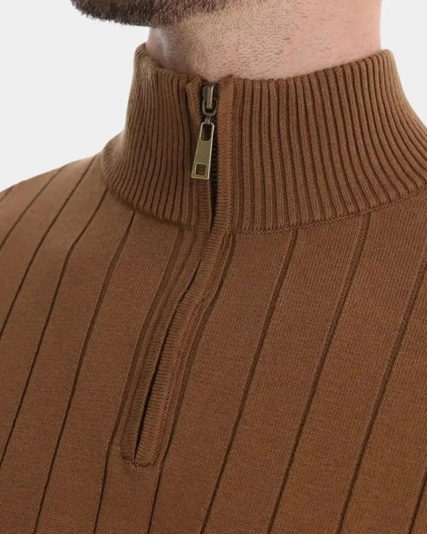 Mikkel | Baumwollpullover mit halbem Reißverschluss