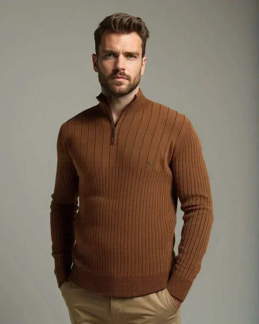 Mikkel | Baumwollpullover mit halbem Reißverschluss