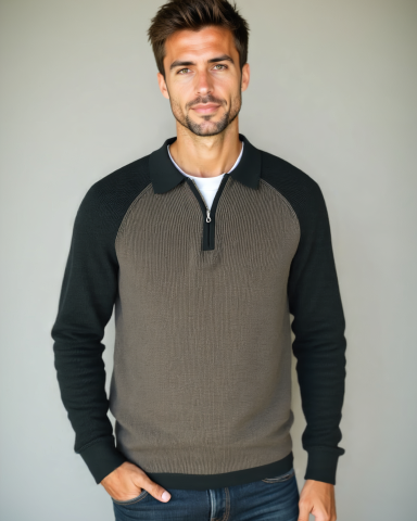 Peter | Pullover mit Reißverschluss und Raglanärmeln