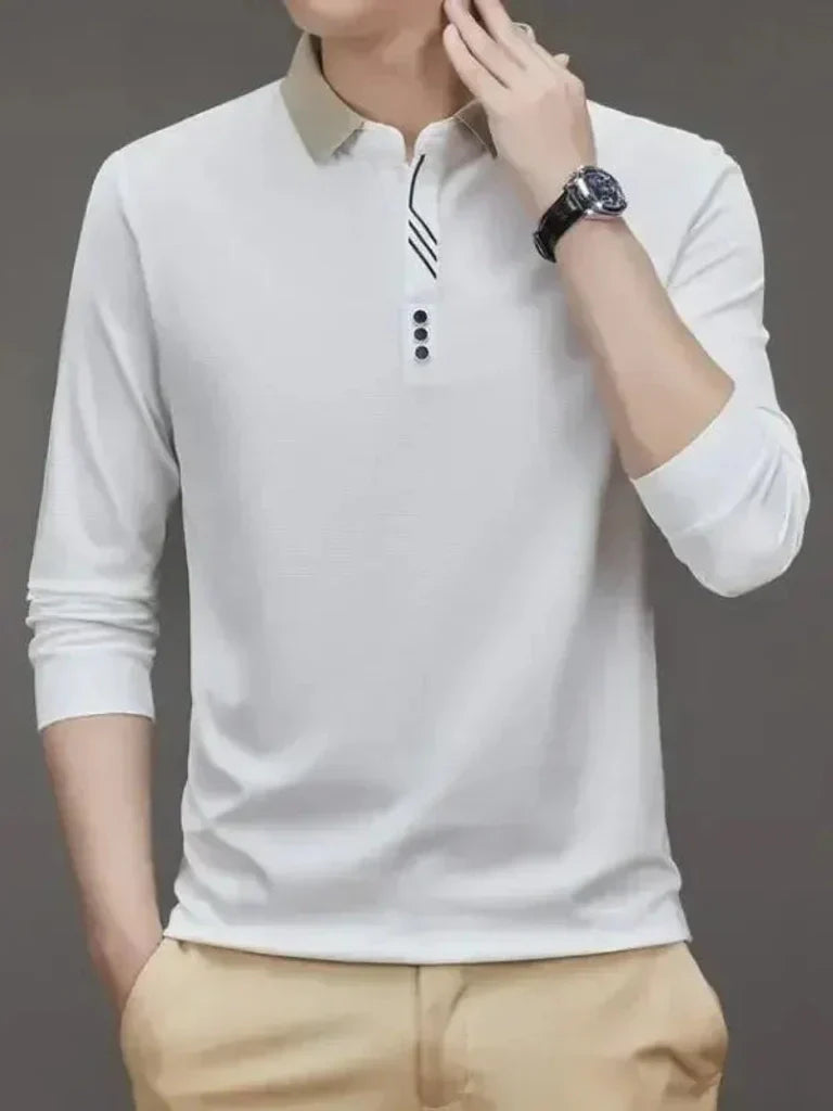 René | elegantes Poloshirt mit langen Ärmeln
