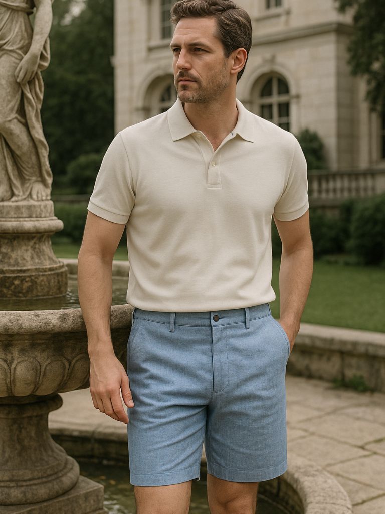 Felix | kurze Leinenhose in Himmelblau