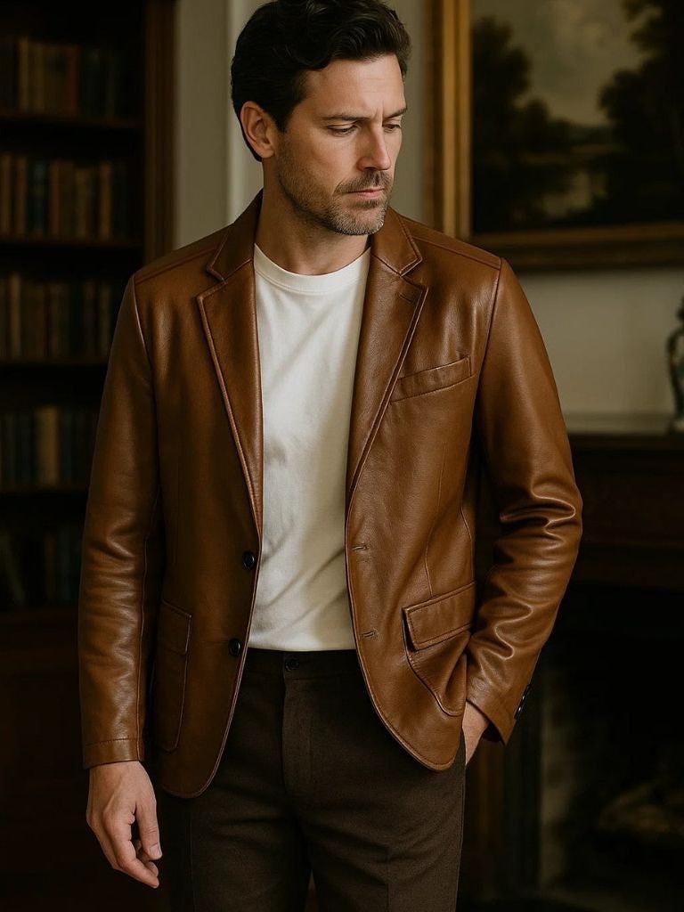 Jonas | Jacke aus karamellfarbener Leder