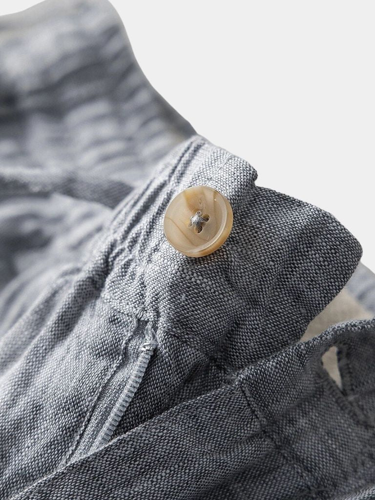 Mikkel | kurze Leinenhose in maritimen Grau