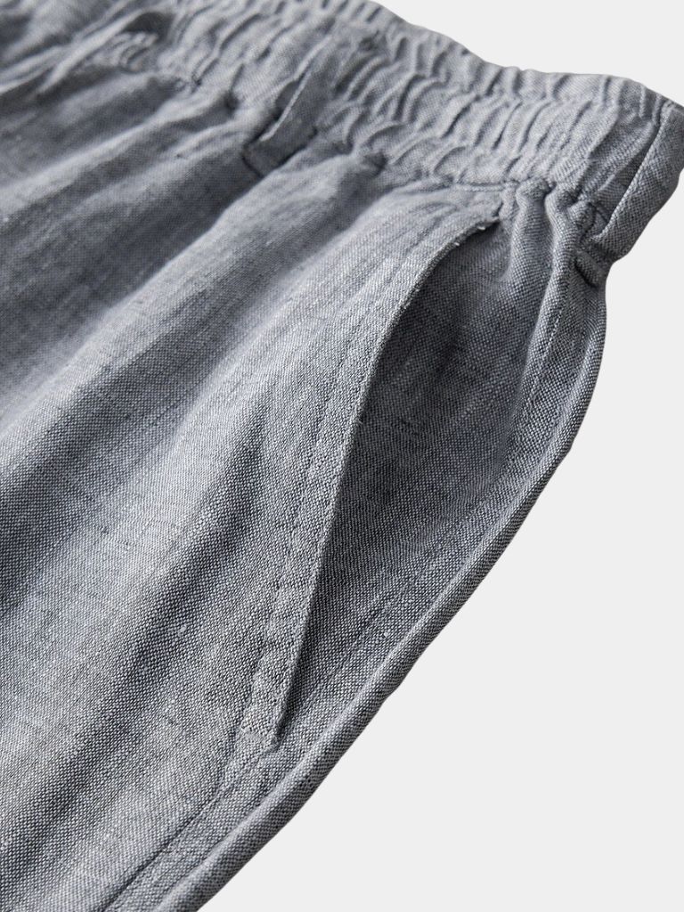 Mikkel | kurze Leinenhose in maritimen Grau