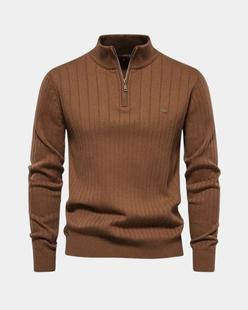 Mikkel | Baumwollpullover mit halbem Reißverschluss