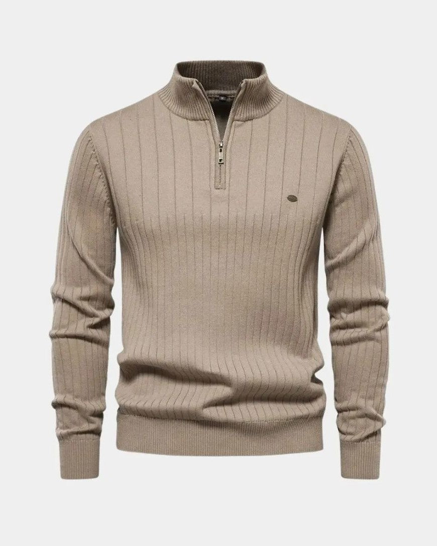 Mikkel | Baumwollpullover mit halbem Reißverschluss