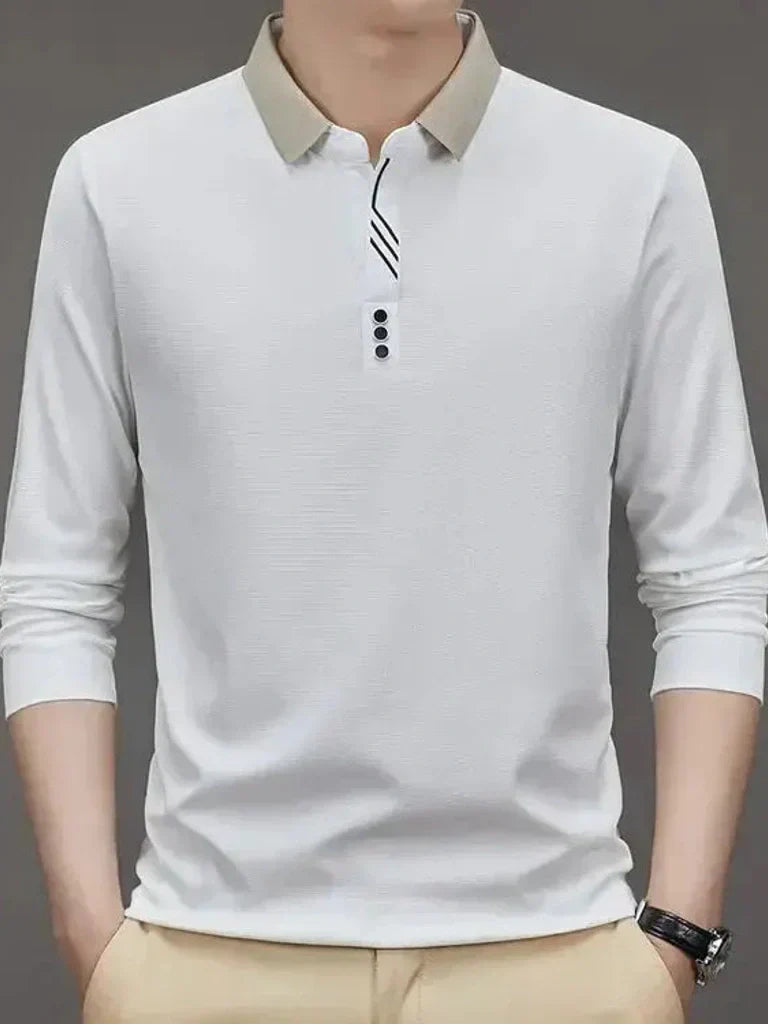 René | elegantes Poloshirt mit langen Ärmeln