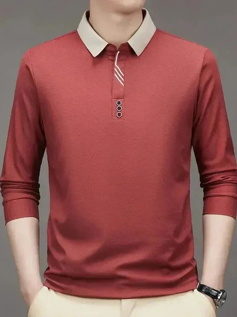 René | elegantes Poloshirt mit langen Ärmeln