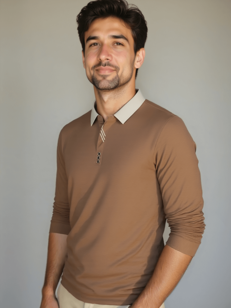 René | elegantes Poloshirt mit langen Ärmeln