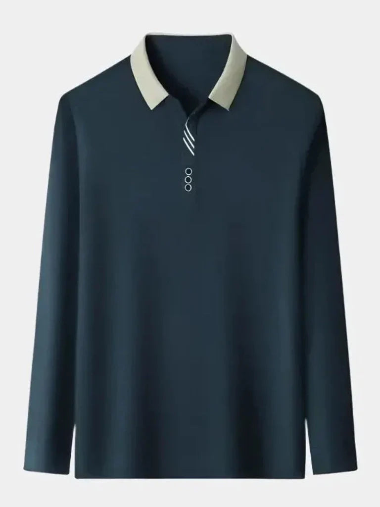 René | elegantes Poloshirt mit langen Ärmeln