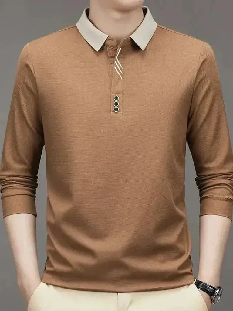 René | elegantes Poloshirt mit langen Ärmeln
